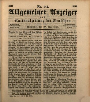 Allgemeiner Anzeiger und Nationalzeitung der Deutschen (Allgemeiner Anzeiger der Deutschen) Mittwoch 27. Mai 1846