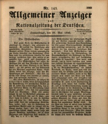 Allgemeiner Anzeiger und Nationalzeitung der Deutschen (Allgemeiner Anzeiger der Deutschen) Donnerstag 28. Mai 1846