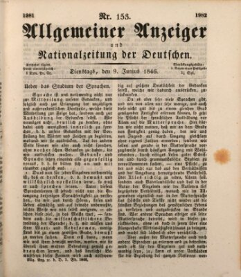 Allgemeiner Anzeiger und Nationalzeitung der Deutschen (Allgemeiner Anzeiger der Deutschen) Dienstag 9. Juni 1846