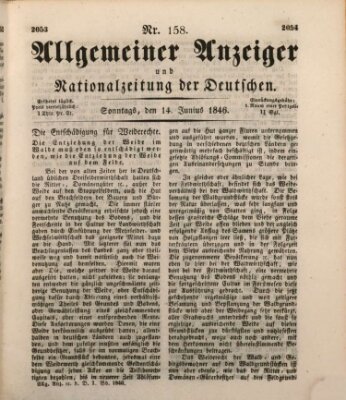 Allgemeiner Anzeiger und Nationalzeitung der Deutschen (Allgemeiner Anzeiger der Deutschen) Sonntag 14. Juni 1846