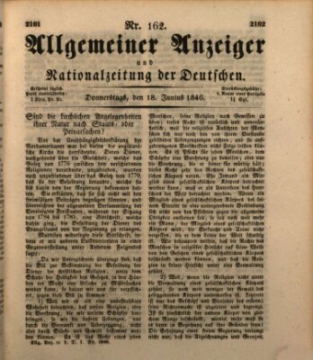 Allgemeiner Anzeiger und Nationalzeitung der Deutschen (Allgemeiner Anzeiger der Deutschen) Donnerstag 18. Juni 1846