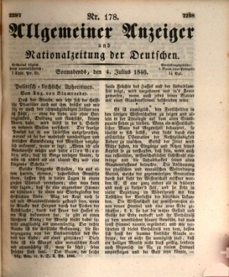 Allgemeiner Anzeiger und Nationalzeitung der Deutschen (Allgemeiner Anzeiger der Deutschen) Samstag 4. Juli 1846