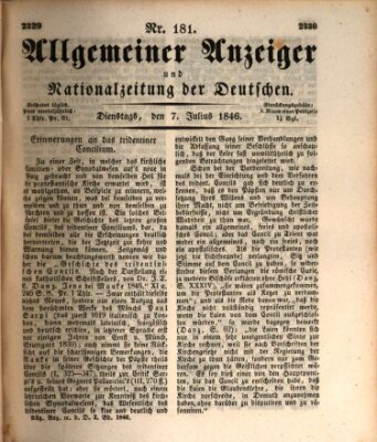 Allgemeiner Anzeiger und Nationalzeitung der Deutschen (Allgemeiner Anzeiger der Deutschen) Dienstag 7. Juli 1846