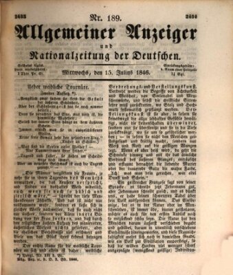 Allgemeiner Anzeiger und Nationalzeitung der Deutschen (Allgemeiner Anzeiger der Deutschen) Mittwoch 15. Juli 1846