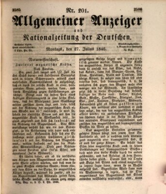 Allgemeiner Anzeiger und Nationalzeitung der Deutschen (Allgemeiner Anzeiger der Deutschen) Montag 27. Juli 1846