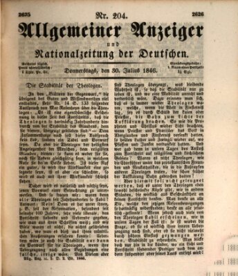 Allgemeiner Anzeiger und Nationalzeitung der Deutschen (Allgemeiner Anzeiger der Deutschen) Donnerstag 30. Juli 1846