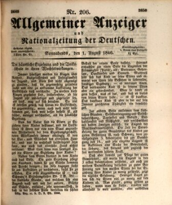 Allgemeiner Anzeiger und Nationalzeitung der Deutschen (Allgemeiner Anzeiger der Deutschen) Samstag 1. August 1846