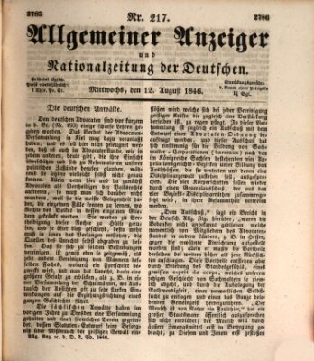 Allgemeiner Anzeiger und Nationalzeitung der Deutschen (Allgemeiner Anzeiger der Deutschen) Mittwoch 12. August 1846