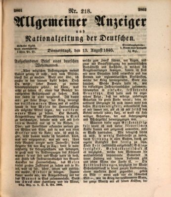 Allgemeiner Anzeiger und Nationalzeitung der Deutschen (Allgemeiner Anzeiger der Deutschen) Donnerstag 13. August 1846