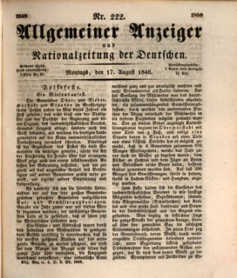 Allgemeiner Anzeiger und Nationalzeitung der Deutschen (Allgemeiner Anzeiger der Deutschen) Montag 17. August 1846