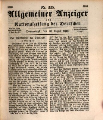 Allgemeiner Anzeiger und Nationalzeitung der Deutschen (Allgemeiner Anzeiger der Deutschen) Donnerstag 20. August 1846