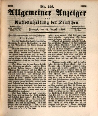 Allgemeiner Anzeiger und Nationalzeitung der Deutschen (Allgemeiner Anzeiger der Deutschen) Freitag 21. August 1846