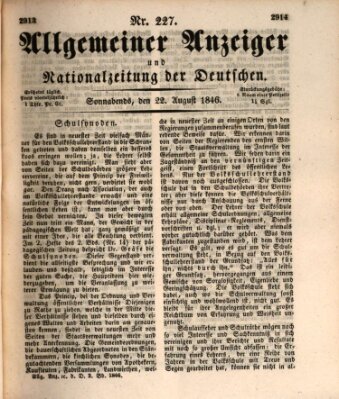 Allgemeiner Anzeiger und Nationalzeitung der Deutschen (Allgemeiner Anzeiger der Deutschen) Samstag 22. August 1846