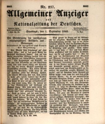 Allgemeiner Anzeiger und Nationalzeitung der Deutschen (Allgemeiner Anzeiger der Deutschen) Dienstag 1. September 1846