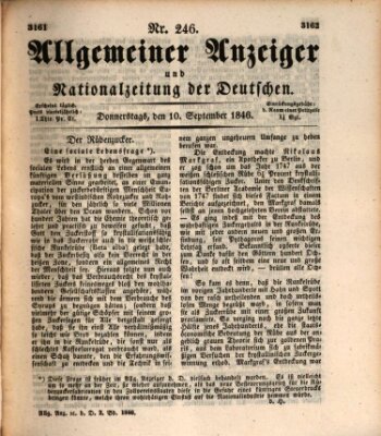 Allgemeiner Anzeiger und Nationalzeitung der Deutschen (Allgemeiner Anzeiger der Deutschen) Donnerstag 10. September 1846