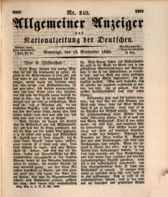 Allgemeiner Anzeiger und Nationalzeitung der Deutschen (Allgemeiner Anzeiger der Deutschen) Sonntag 13. September 1846