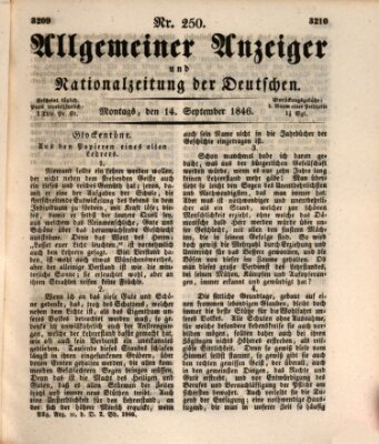 Allgemeiner Anzeiger und Nationalzeitung der Deutschen (Allgemeiner Anzeiger der Deutschen) Montag 14. September 1846