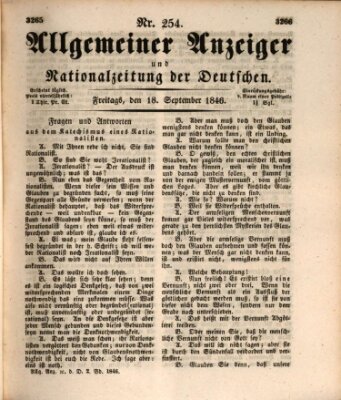 Allgemeiner Anzeiger und Nationalzeitung der Deutschen (Allgemeiner Anzeiger der Deutschen) Freitag 18. September 1846