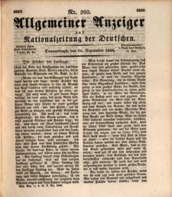 Allgemeiner Anzeiger und Nationalzeitung der Deutschen (Allgemeiner Anzeiger der Deutschen) Donnerstag 24. September 1846