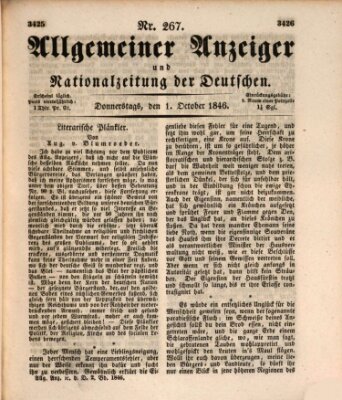 Allgemeiner Anzeiger und Nationalzeitung der Deutschen (Allgemeiner Anzeiger der Deutschen) Donnerstag 1. Oktober 1846