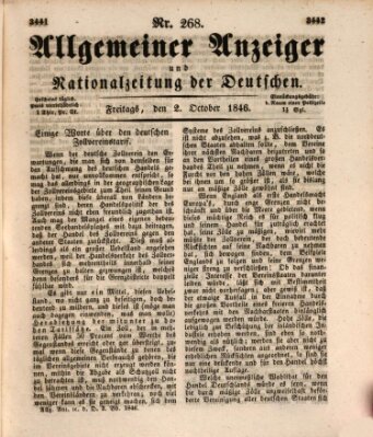 Allgemeiner Anzeiger und Nationalzeitung der Deutschen (Allgemeiner Anzeiger der Deutschen) Freitag 2. Oktober 1846