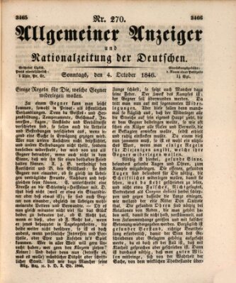 Allgemeiner Anzeiger und Nationalzeitung der Deutschen (Allgemeiner Anzeiger der Deutschen) Sonntag 4. Oktober 1846