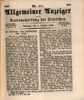 Allgemeiner Anzeiger und Nationalzeitung der Deutschen (Allgemeiner Anzeiger der Deutschen) Montag 5. Oktober 1846