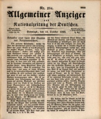 Allgemeiner Anzeiger und Nationalzeitung der Deutschen (Allgemeiner Anzeiger der Deutschen) Sonntag 18. Oktober 1846