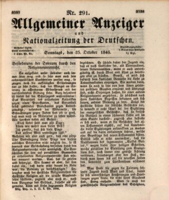 Allgemeiner Anzeiger und Nationalzeitung der Deutschen (Allgemeiner Anzeiger der Deutschen) Sonntag 25. Oktober 1846