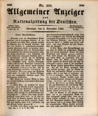 Allgemeiner Anzeiger und Nationalzeitung der Deutschen (Allgemeiner Anzeiger der Deutschen) Montag 2. November 1846