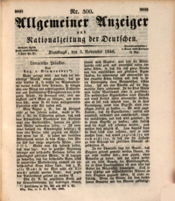 Allgemeiner Anzeiger und Nationalzeitung der Deutschen (Allgemeiner Anzeiger der Deutschen) Dienstag 3. November 1846