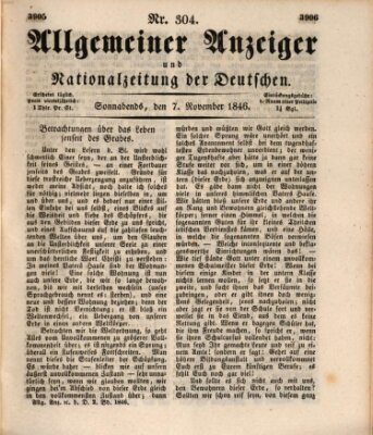 Allgemeiner Anzeiger und Nationalzeitung der Deutschen (Allgemeiner Anzeiger der Deutschen) Samstag 7. November 1846