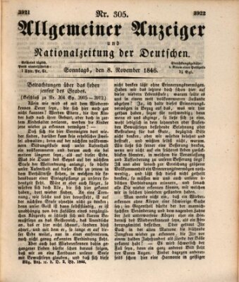 Allgemeiner Anzeiger und Nationalzeitung der Deutschen (Allgemeiner Anzeiger der Deutschen) Sonntag 8. November 1846