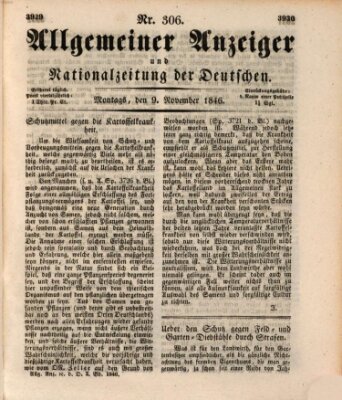 Allgemeiner Anzeiger und Nationalzeitung der Deutschen (Allgemeiner Anzeiger der Deutschen) Montag 9. November 1846