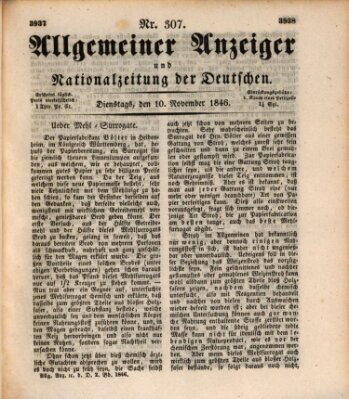 Allgemeiner Anzeiger und Nationalzeitung der Deutschen (Allgemeiner Anzeiger der Deutschen) Dienstag 10. November 1846