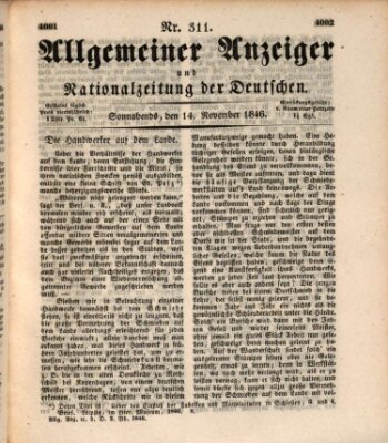 Allgemeiner Anzeiger und Nationalzeitung der Deutschen (Allgemeiner Anzeiger der Deutschen) Samstag 14. November 1846