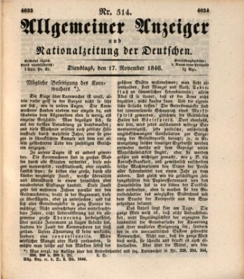 Allgemeiner Anzeiger und Nationalzeitung der Deutschen (Allgemeiner Anzeiger der Deutschen) Dienstag 17. November 1846