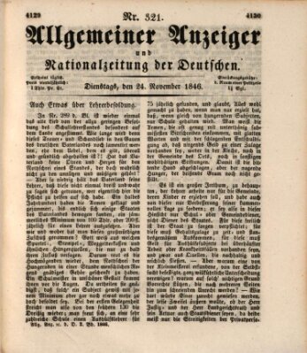 Allgemeiner Anzeiger und Nationalzeitung der Deutschen (Allgemeiner Anzeiger der Deutschen) Dienstag 24. November 1846