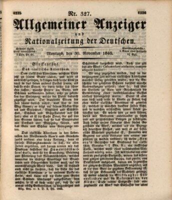 Allgemeiner Anzeiger und Nationalzeitung der Deutschen (Allgemeiner Anzeiger der Deutschen) Montag 30. November 1846