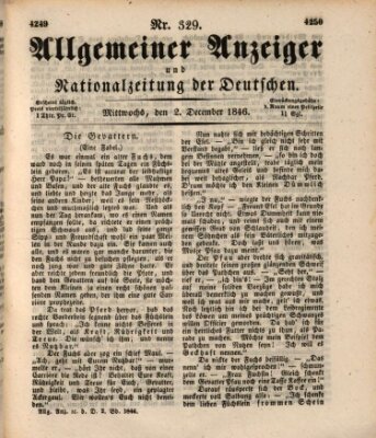 Allgemeiner Anzeiger und Nationalzeitung der Deutschen (Allgemeiner Anzeiger der Deutschen) Mittwoch 2. Dezember 1846