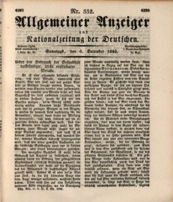 Allgemeiner Anzeiger und Nationalzeitung der Deutschen (Allgemeiner Anzeiger der Deutschen) Sonntag 6. Dezember 1846