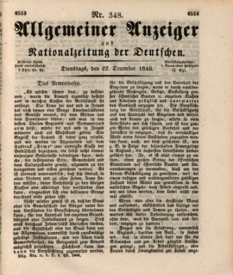 Allgemeiner Anzeiger und Nationalzeitung der Deutschen (Allgemeiner Anzeiger der Deutschen) Dienstag 22. Dezember 1846