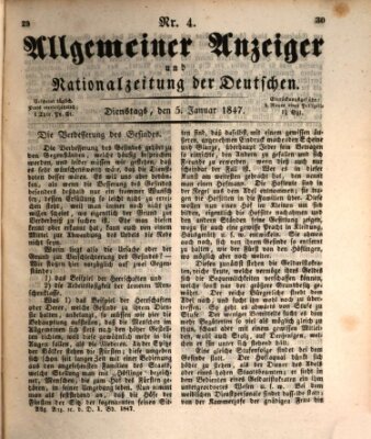 Allgemeiner Anzeiger und Nationalzeitung der Deutschen (Allgemeiner Anzeiger der Deutschen) Dienstag 5. Januar 1847