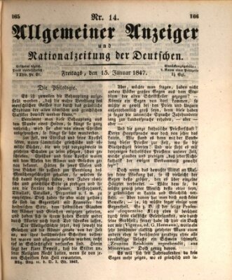 Allgemeiner Anzeiger und Nationalzeitung der Deutschen (Allgemeiner Anzeiger der Deutschen) Freitag 15. Januar 1847