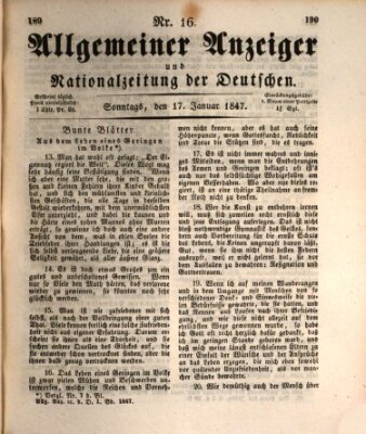 Allgemeiner Anzeiger und Nationalzeitung der Deutschen (Allgemeiner Anzeiger der Deutschen) Sonntag 17. Januar 1847