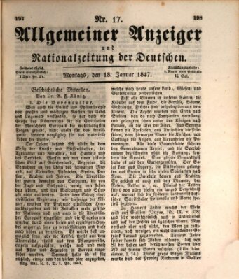 Allgemeiner Anzeiger und Nationalzeitung der Deutschen (Allgemeiner Anzeiger der Deutschen) Montag 18. Januar 1847