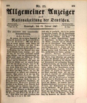 Allgemeiner Anzeiger und Nationalzeitung der Deutschen (Allgemeiner Anzeiger der Deutschen) Sonntag 24. Januar 1847