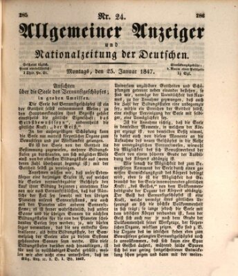 Allgemeiner Anzeiger und Nationalzeitung der Deutschen (Allgemeiner Anzeiger der Deutschen) Montag 25. Januar 1847