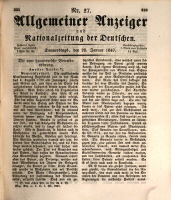 Allgemeiner Anzeiger und Nationalzeitung der Deutschen (Allgemeiner Anzeiger der Deutschen) Donnerstag 28. Januar 1847