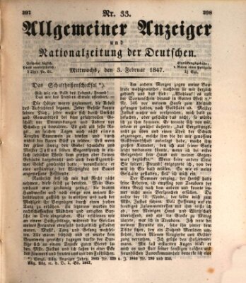 Allgemeiner Anzeiger und Nationalzeitung der Deutschen (Allgemeiner Anzeiger der Deutschen) Mittwoch 3. Februar 1847